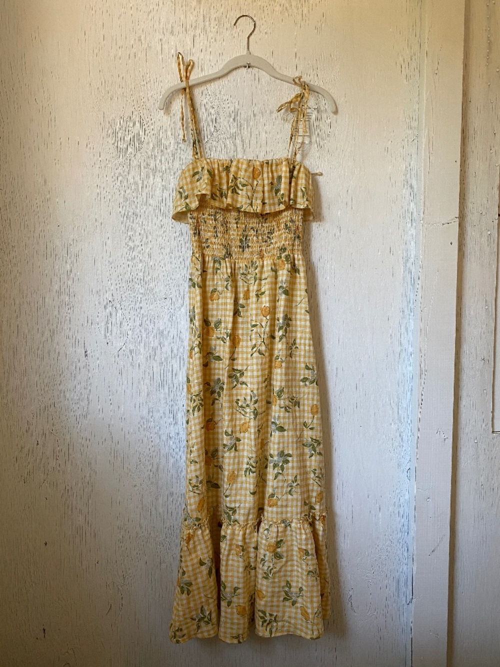 Reformation  smocked linen sundress S yellow